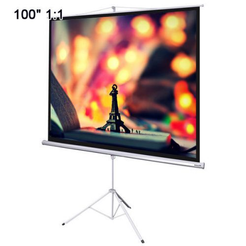 Instahibit 100&#034; 1:1 manual floor srand projector screen w/ tripod 1499 for sale