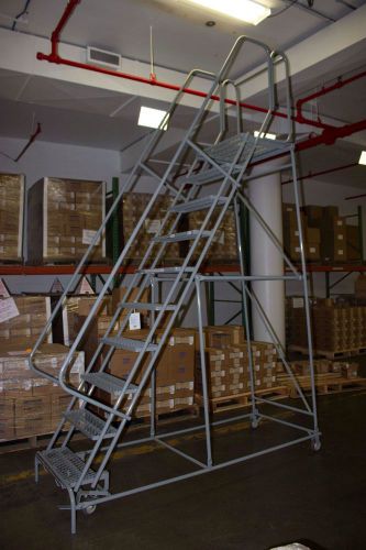 10 step rolling safety ladder - assembled with 20&#034; top step for sale