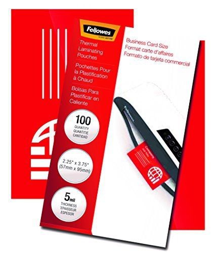 Fellowes Laminating Pouches, Thermal, Business Card Size, 5 Mil, 100 Pack