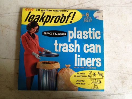 Vintage SPOTLESS Plastic Trash Can Liners, made by MOBIL OIL - NOS, Collectible