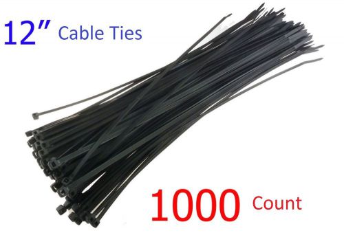 1000 Pack 12&#034; inch Black Network Cable Cord Wire Tie Strap Zip Nylon