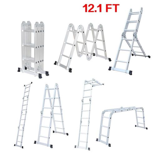 12.1ft Heavy Duty Multi-Purpose Aluminum Folding Ladder Extendable Scaffold