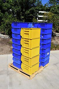 (Lot of 58) QUANTUM STORAGE SYSTEMS QUS270YL Akro-Mils 30-250 Hang Stack Bins