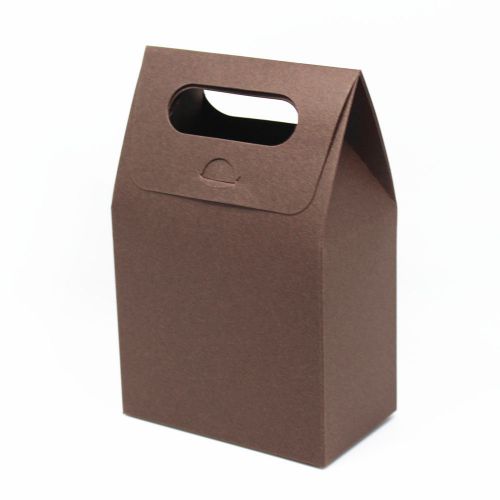 Coffee Kraft Paper Package Box W/ Handle&amp;Window For Gifts Wedding Favors