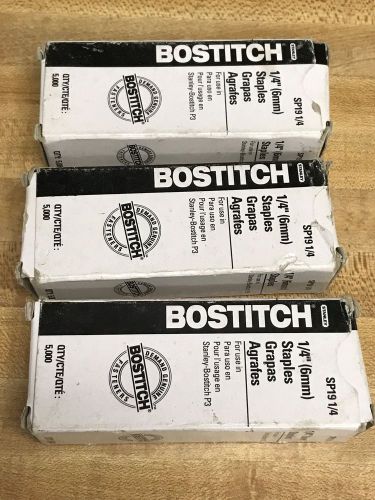 Lot of 3 boxes of Stanely Bostitch P3 Staples SP19 1/4&#034;  (6mm)