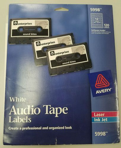 Avery 5998 White Audio Tape labels 120 Tape Labels Open Package