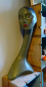 vintage 60s long swan neck mannequin head shop display jewellery hat fascinator