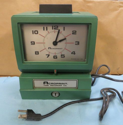 Working Heavy Duty Acroprint Time Recorder Electric Punch Time Clock 125RR4 *514