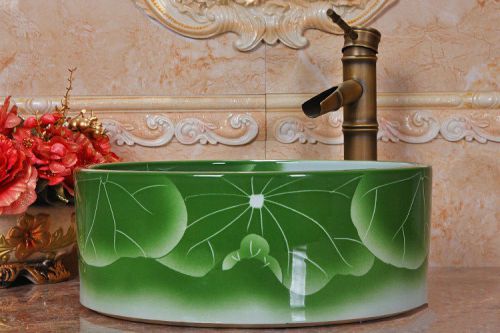 A143 Pastoral Style Hand Made D 40 - 42cm Bathroom Ceramic Art Sink/Wash Basin