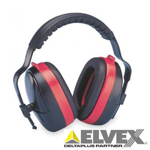 ELVEX HB-35 MaxiMuff, 28dB, Rugged  Comfortable, Black/Red