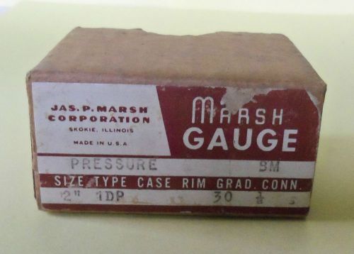 Vintage Marsh Pressure Gauge 8M Size 2&#034; Type 1DP Grad. 30 Conn. 1/8 Mint in Box
