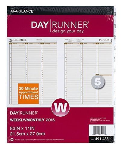 Day Runner Vertical Weekly Planner Refill 2015, 8.5 x 11 Inches Page Size