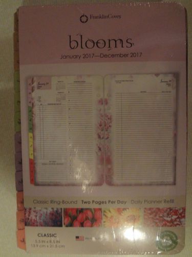 NEW FRANKLIN COVEY BLOOMS 2017 2 PAGE PER DAY CLASSIC REFILL 5.5&#034; X 8.5&#034;