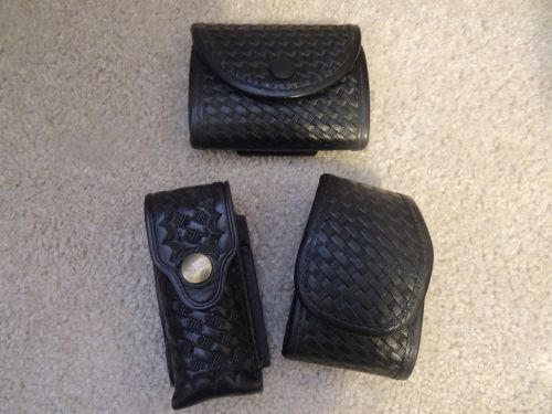 3 piece lot used police gear basket weave leather heavy duty for sale