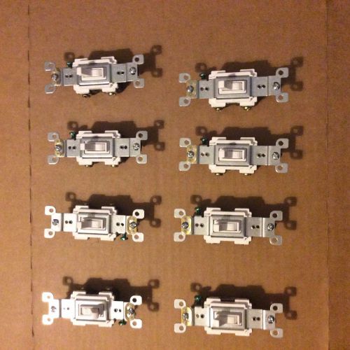 8 Leviton White Brand New Never Used Light Switches 15A-120V AC/CA