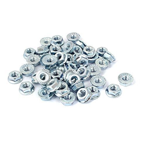 uxcell 1/4 inch x 20 Carbon Steel Serrated Hex Flange Lock Nuts 50pcs