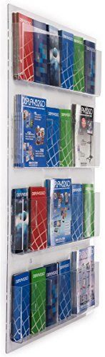 Displays2go Hanging Literature Rack with Adjustable Pockets, 29x48 &#034;, Clear
