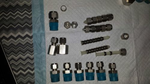 Swagelok 3/8&#034; (9) fittings with extra nuts and ferrules