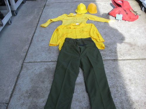 Wild land fire fighting gear pant shirt bag hard hat set of two 1 googles  usa for sale