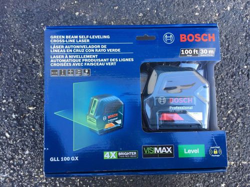 *new* bosch gll 100 gx self-leveling green-beam cross-line laser for sale