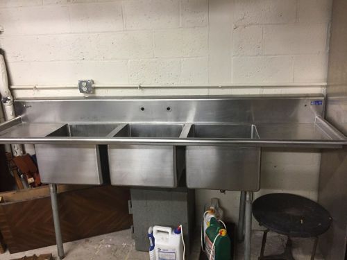 Industrial Stainless Steel 3 Basin Commercial Sink
