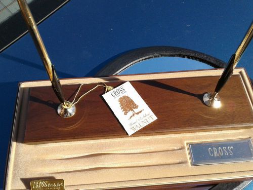 Cross Genuine Walnut Base 10 KT Gold Filled Pen/Pencil Desk Set 5201