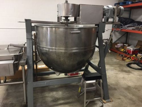250 gallon Mueller Hemispherical jacketed kettle with agitation