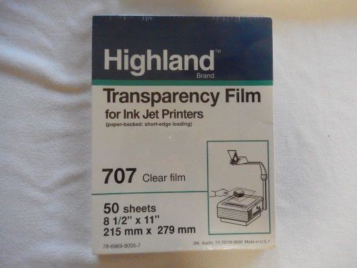 Highland Transparency Film for Ink Jet - 8.5 x 11 - New and Sealed - 50 shts 707