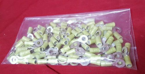 (100) NEW MS25036-157 Mil-Spec Ring Terminal 12-10 AWG Wire 1/4&#034; Stud Yellow   R