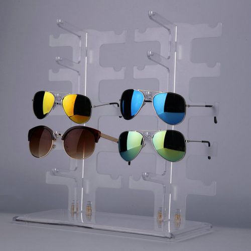 2 Row 10 Pairs Sunglasses Glasses Rack Holder Frame Display Stand Transparent MC