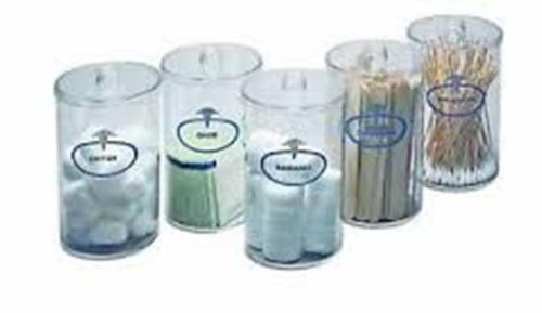 Sundry Set Clear Plastic Labeled Jars 5 Count 6 1/2&#039;&#039; x 4 3/8&#039;&#039; Reusable Storage