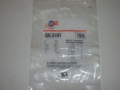 Thomson SK3191 NTE185 ECG185 PNP Silcon Transistor AF Output Stages 40W NEW
