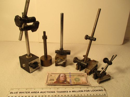 (5) Magnetic Base, Bases, (3) w/ Upright Arms, (2) are Surface Gage, Gages