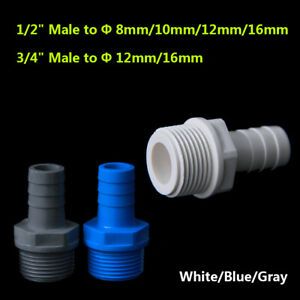 1/2&#034; 3/4&#034; Male Threaded x Hose Nozzle Barb Connectors Adapter PVC Pipe Fittings