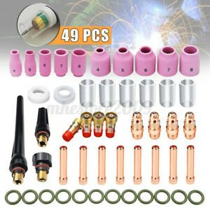 49PCS TIG Welding Torch Stubby Gas Lens #10 Pyrex Glass Cup Kit Fo /