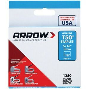 Arrow 50524 T50 Staples For Use Staple Gun 5/16&#034; (1250 Pack)