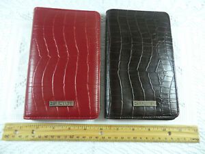 Set of 2 Day Runner Portfolio Business Card or Notepad Holders Red &amp; Brown