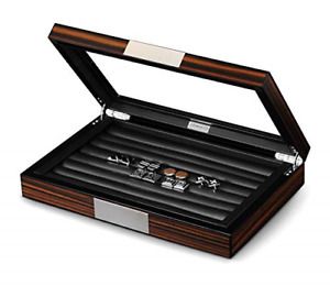 Lifomenz Co Wood Cufflink Box with Glass Window Cufflink Display Case Ring and