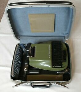 Vintage Court Stenograph Reporter Shorthand Machine, green, case and manuals