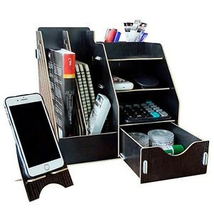 MineSign Wood Desk Organizer Drawer Trays Office Desktop Organizers File Hold...