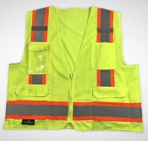 Radians Green Solid Twill Two Tone Surveyor Vest, XL