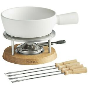 Boska 340029 44 oz. Bianco Ceramic Fondue Pot Set with Forks