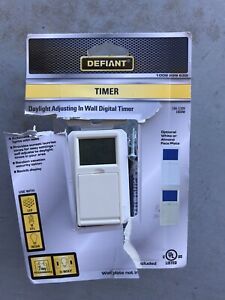 Defiant 15 Amp InWall 3Way Daylight Adjusting Digital Timer Switch w/Almond Door