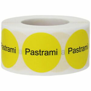 Pastrami Deli Grocery Store Food Yellow Labels | 1&#034; Round - 500 Pack