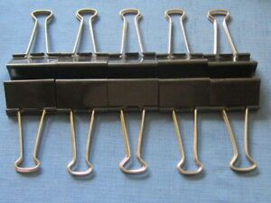 5 Jumbo Metal Binder Clips - 2” wide, holds 1” thickness