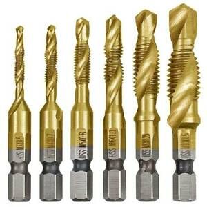 HSS Screw Tap Set Titanium Combination Twist Drill Bit Hex Shank Tool Metal