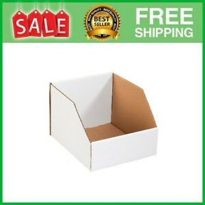 Jumbo Corrugated Cardboard Storage Bins 10&#034;x 18&#034;x 10&#034; White Pack of 2...