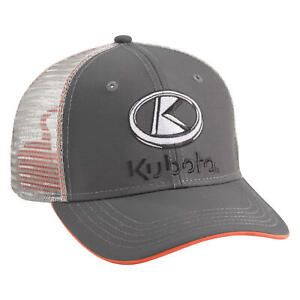 Kubota Gray Polyester 1/2 Mesh Hat with Orange Underbill Part # 348898