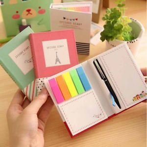 1pc Cute Colorful Notebook with Pen Memo Pad Bookmark Paper Sticker Notepad Ef