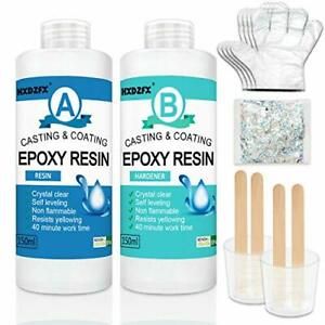 Epoxy Resin Clear Crystal Coating Kit 300ml/11.5oz - 2 Part Casting Resin for...